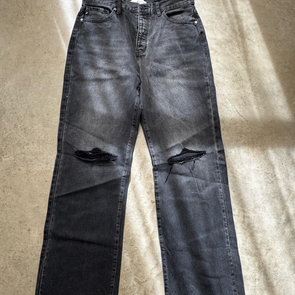 KanCan Black Distressed Wide Leg Jeans